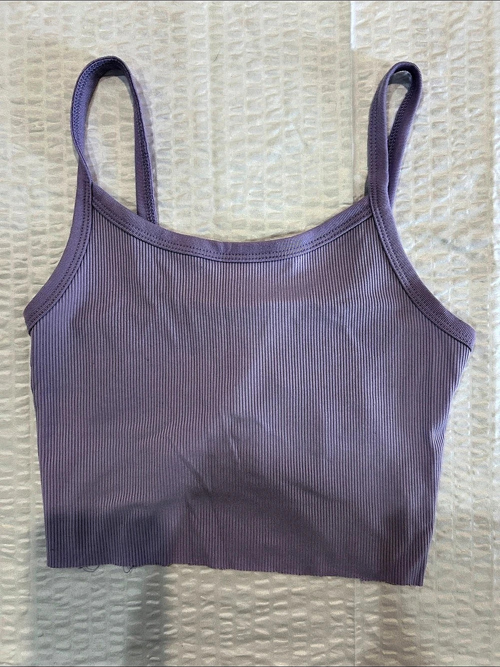 No Boundaries Ribbed Crop Cami Tank Top Purple Medium